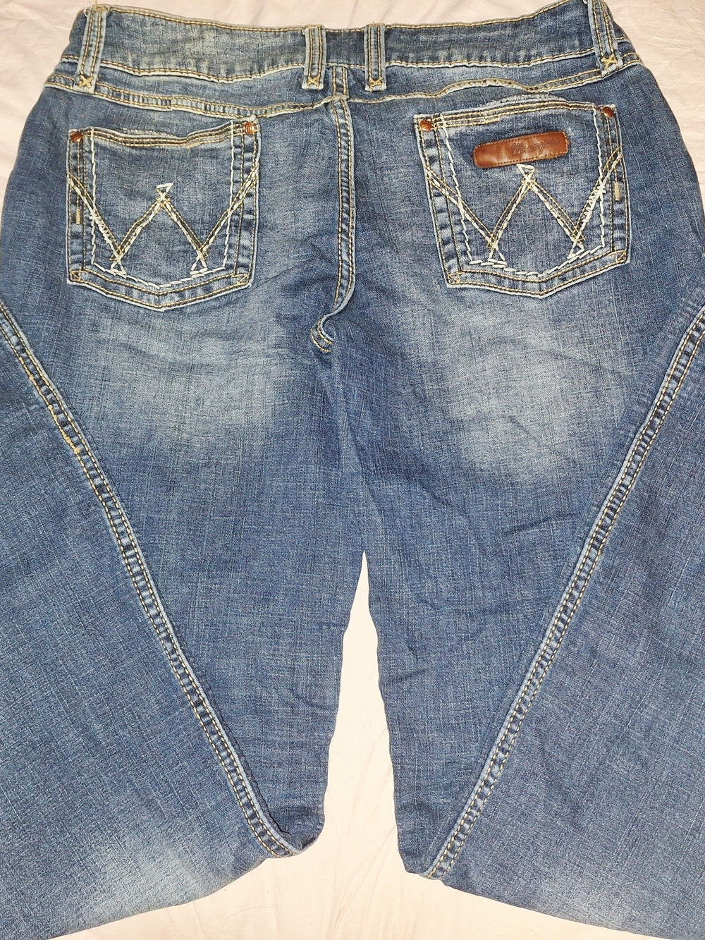 Wrangler Women's Blue Boot Cut Jeans Contrast Stitchingwestern 80s 90s Y2K